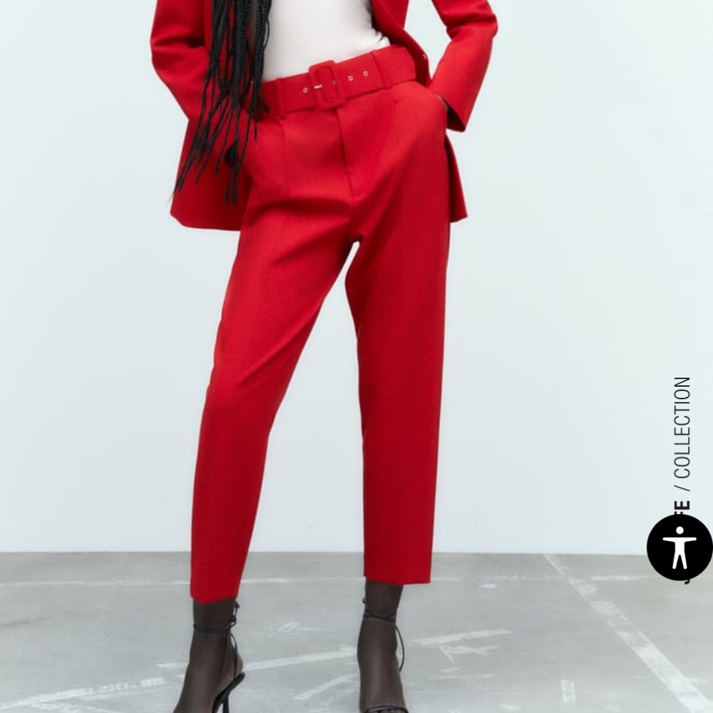 Zara belted red pants size small